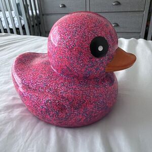 JUMBO Dazzle Duckie 6" Floating Glitter Ducks Metallic Pink Rubber Duck